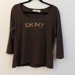 DKNY Women's Dark Brown Long Sleeve Top